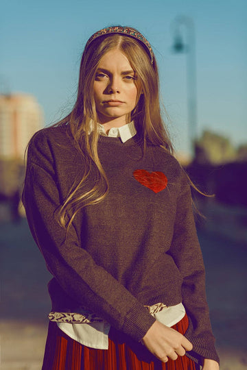 Q2 - Carbon grey sweater with red heart detail