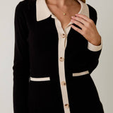 Sunday Edition  -Knit Dress with Ivory Trim