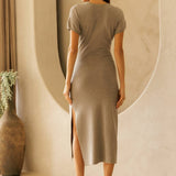 STORIA FRONT-TIE KNIT MIDI DRESS