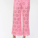 FATE - FLORAL EYELET LACE WIDE LEG CROPPED PANTS