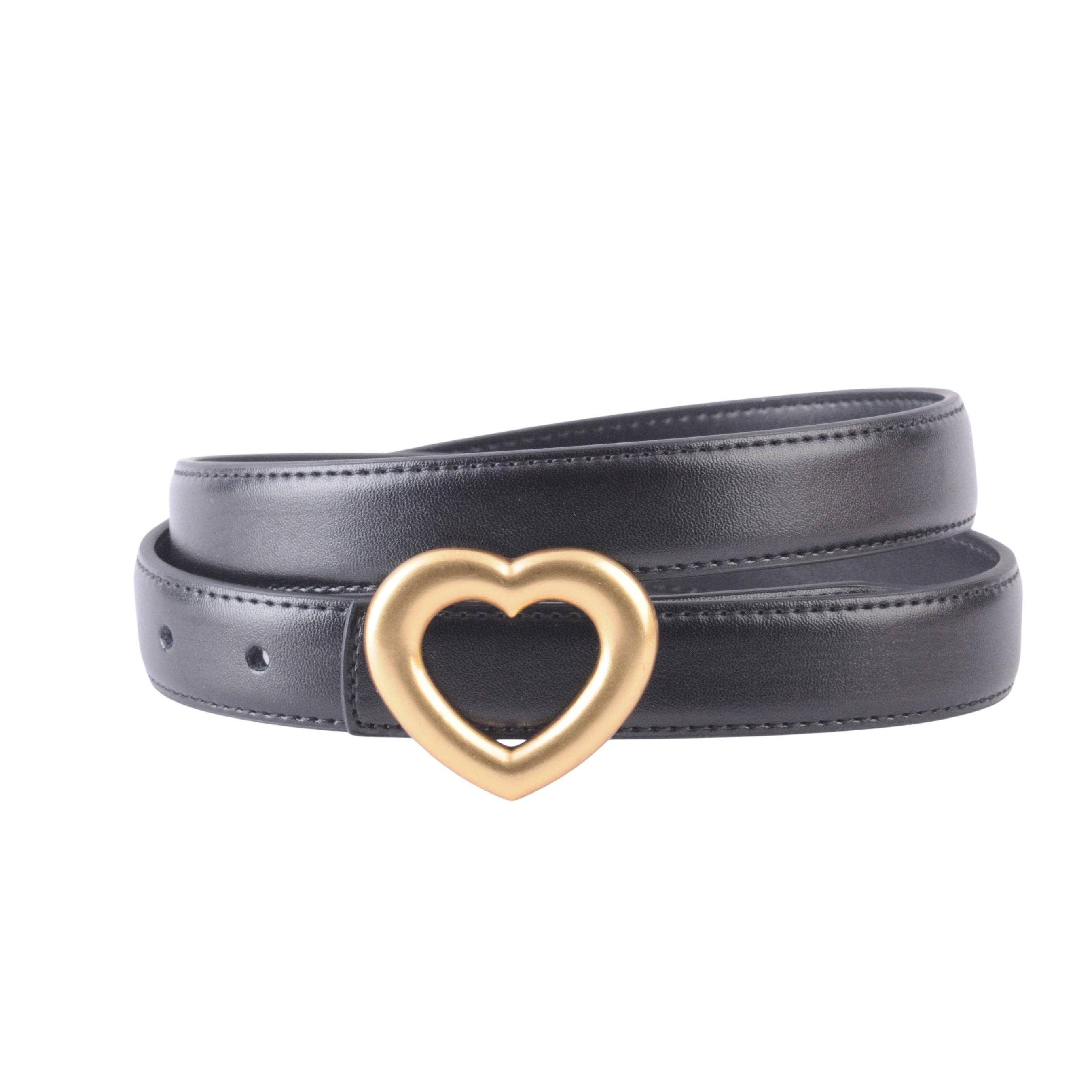 Most Wanted USA Leather Belt with Heart Buckle