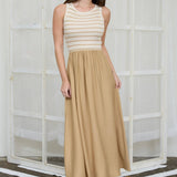 Moon River - STRIPE TANK SLEEVELESS MIXED MEDIA MIDI DRESS