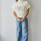 By Together - Knit Sweater Cable Knit Turtle Neck Sleeveless Top