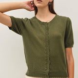 Be Cool - POINTELLE SHORT SLEEVE CARDIGAN
