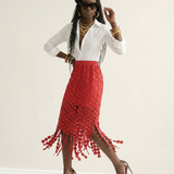 Boho Brown - Spirited Tassel Midi Skirt