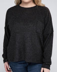 Ribbed Brushed Melange Sweater, Various Colors, Zenana