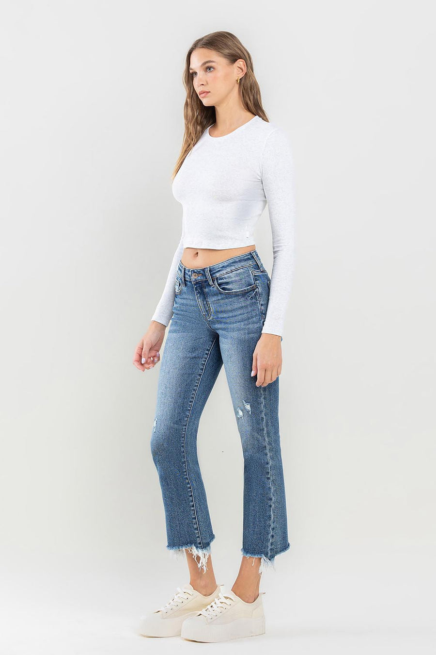 Lovervet Mid Rise Frayed Hem Jeans (online only)