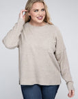 Ribbed Brushed Melange Sweater, Various Colors, Zenana