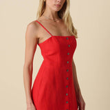 Olivaceous - Sariah Button-Front Linen Mini Dress
