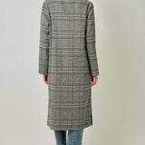 Mystree Houndstooth Plaid Long Coat