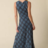 Olivaceous - Carole Plaid Mesh Maxi Dress