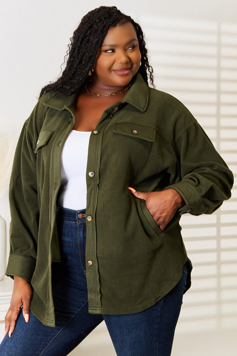 Heimish Cozy Girl Plus Size Button Down Shacket