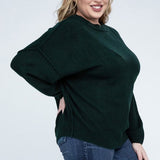Oversized Raw Seam Melange Sweater, Zenana (Plus size only)