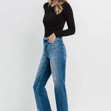 Flying Monkey - High Rise Frayed Hem Crop Straight Jeans