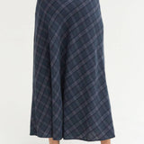 Crescent - Sandra Plaid Flowy Midi Skirt