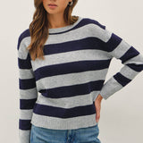 Be Cool - ANGORA BLEND RELAXED FIT WIDE STRIPED SWEATER