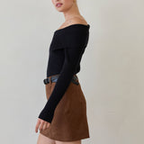 Crescent - Kaia Faux Suede Mini Skirt