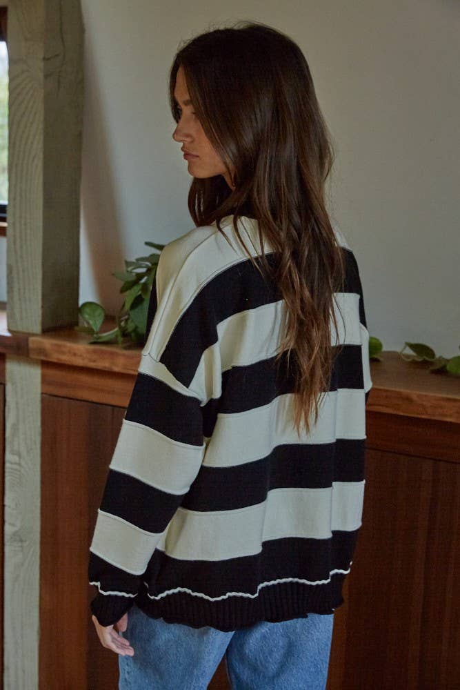 Striped Long Sleeve Sweater, By Together