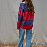 By Together Knit Sweater Collared Rugby Pullover Top