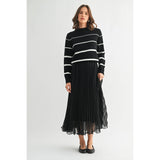 FUN2FUN - TEXTURE CHIFFON PLEATED MAXI SKIRT