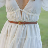 Most Wanted USA - Basic Skinny Equestrian Buckle Leather Belt