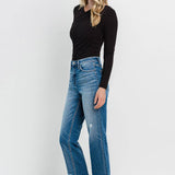 Flying Monkey - High Rise Frayed Hem Crop Straight Jeans