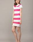 FATE - STRIPE POLO COLLAR SHORT SLV SWEATER DRESS