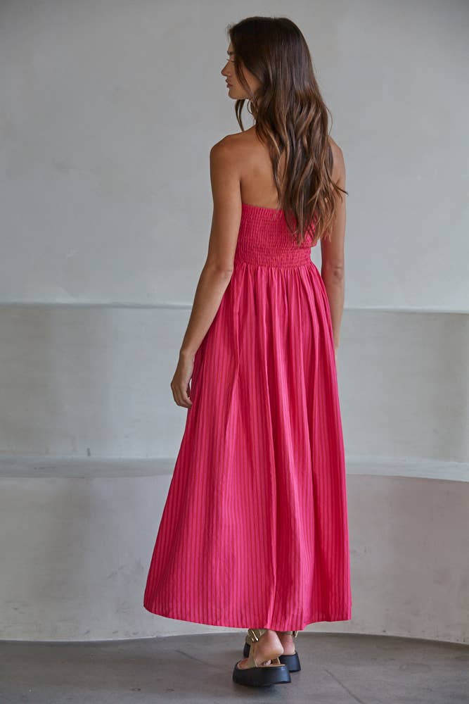 By Together - Striped Tube Strapless Flare Maxi Dress