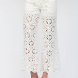 FATE - FLORAL EYELET LACE WIDE LEG CROPPED PANTS