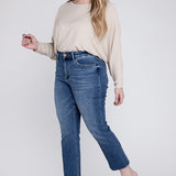 Plus Size High Rise Slim Straight Jeans, Vervet by Flying Monkey