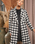 Textured Knit Tweed Double Button Coat Jacket, Davi & Dani