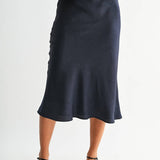 CRINKLED SATIN SKIRT