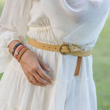 Most Wanted USA - Brass-Toned Circle Buckle Leather Belt