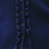 Be Cool - RUFFLED V-NECK DETAIL RIBBED CARDIGAN