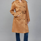 FATE - Faux Suede Double Breasted Trench Coat