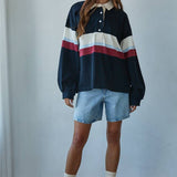 Cotton Striped Jersey Collar Pullover, By Together