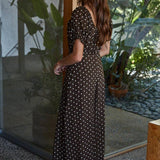 By Together Woven Rayon Polyester Polka Dot Print Long Dress