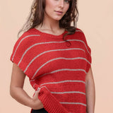 VERY J -Striped Knit Sweater Vest Top