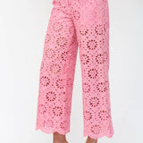 FATE - FLORAL EYELET LACE WIDE LEG CROPPED PANTS