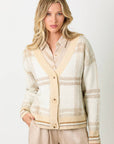 Mystree Plaid Sweater Cardigan