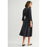 FUN2FUN - BUTTONDOWN DETAIL ELASTIC WAIST SHIRT DRESS