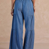 *Pre Order* Current Air - Chambray tiered wide leg pants