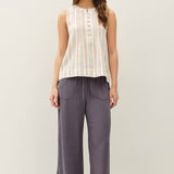 Be Cool - STRIPED GAUZE WOVEN TANK TOP