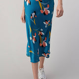 Hashttag - Floral Print Satin Bias Skirt