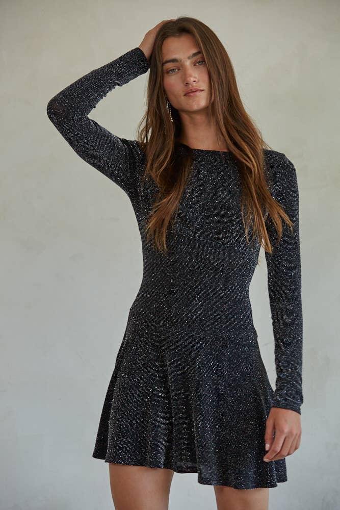 By Together Knit Nylon Metallic Fibres Spandex Lurex Mini Dress