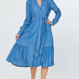 Current Air - Chambray Button-Down Midi Dress