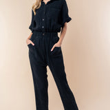 White Birch Texture Short Sleeve Jumpsuit (online only)