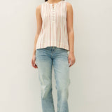 Be Cool - STRIPED GAUZE WOVEN TANK TOP