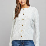FATE - CABLE KNIT BUTTON CLOSURE CARDIGAN