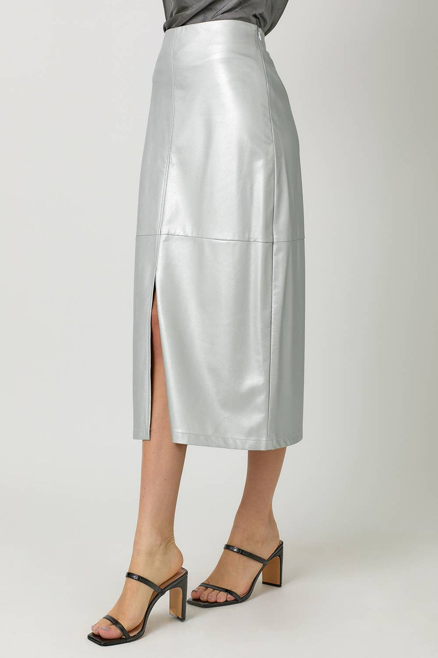 Mystree  Leather Midi Skirt